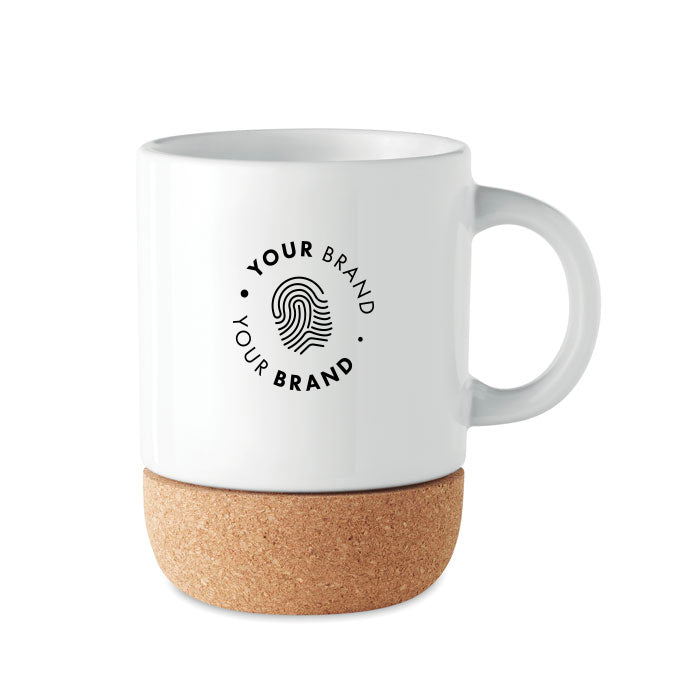 White branded mug with cork base