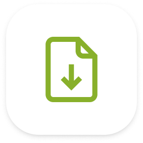 Green download icon on a white background