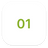 White square with green number '01' in the center