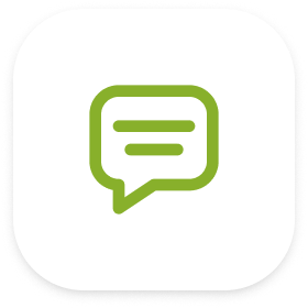 Green speech bubble icon on a white background