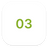 White square with green number '03' in the center