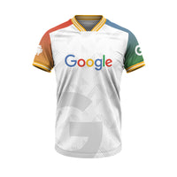 Colorful sports jersey with Google logo on a white background