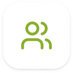 Green icon of a person on a white background