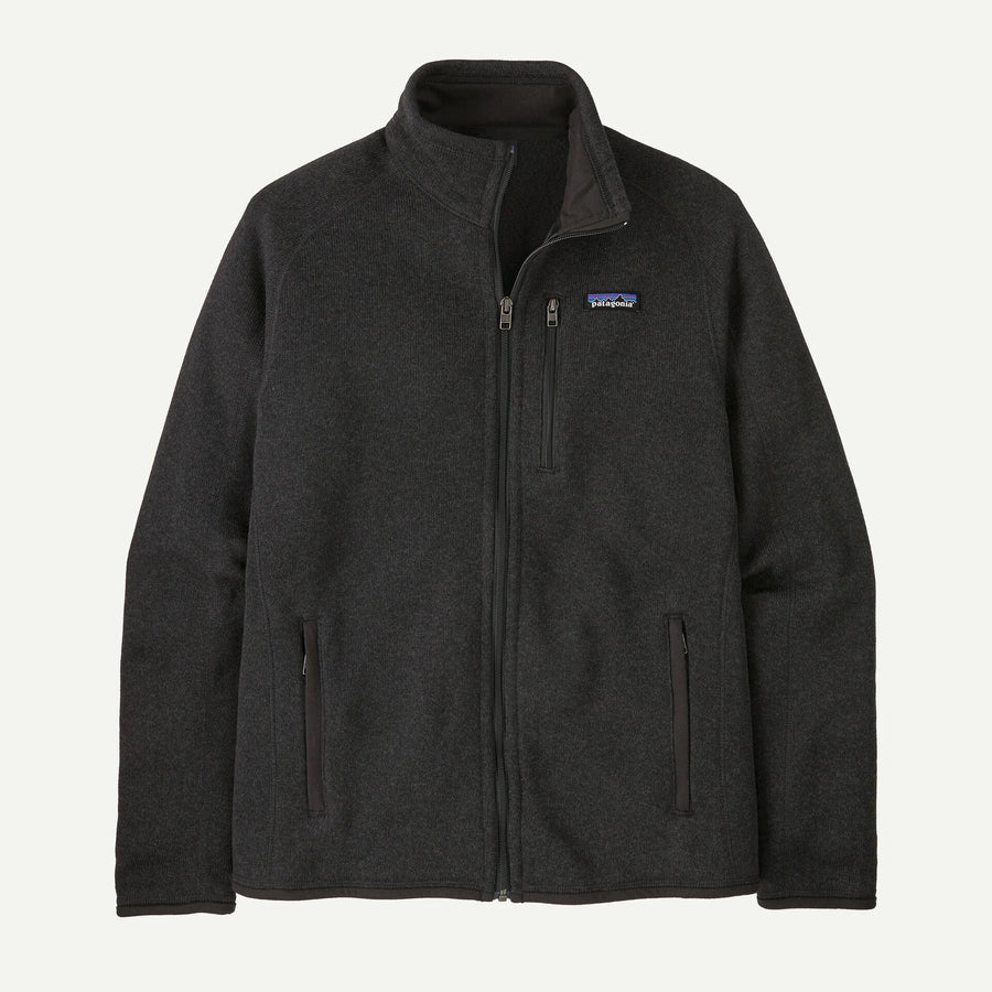 Dark gray fleece jacket with a brand logo on a light gray background