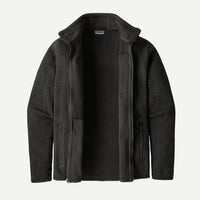 Dark gray jacket with a brand logo on a light gray background