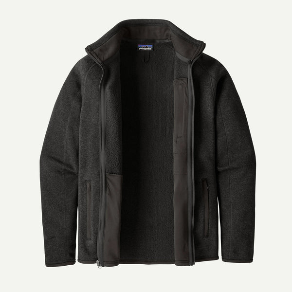 Dark gray jacket with a brand logo on a light gray background