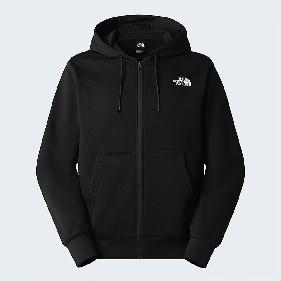 Black hoodie with a brand logo on a light gray background