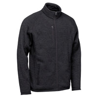 Dark gray fleece jacket on a white background