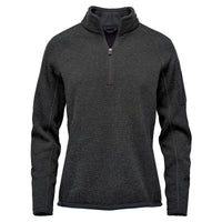 Dark gray long-sleeve pullover with a quarter zip on a white background