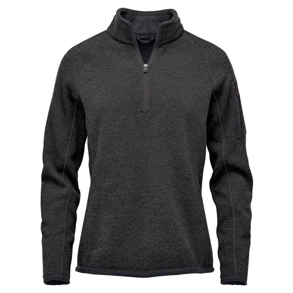 Dark gray long-sleeve pullover with a quarter zip on a white background