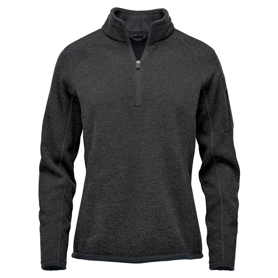 Dark gray long-sleeve pullover with a quarter zip on a white background
