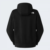 Black hoodie with a brand logo on the back against a white background
