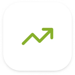 Green upward arrow icon on a white background