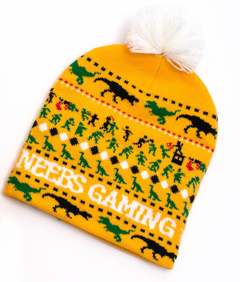 Custom knit beanie for Neebs Gaming with branded pattern – Roody custom beanies Ireland