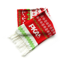 PKA branded Christmas scarf with red and green pattern