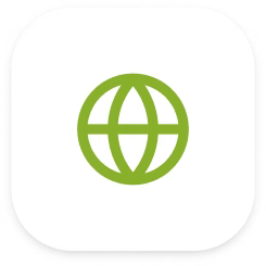 Green circular logo with a white border on a white background