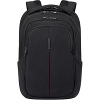 Black backpack with zippers on a white background