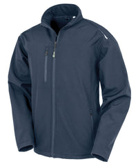 Front view of custom branded navy softshell jacket for men – Roody promotional workwear Ireland