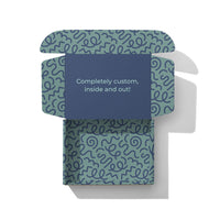 Custom branded swag box with patterned inside design