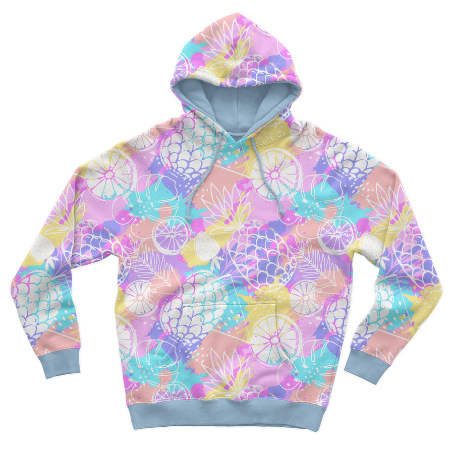 Custom all-over print hoodie with colourful tropical floral pattern – Roody custom sweaters Ireland